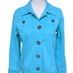 Life Style Petite Button-up Jacket Small Petite Blue